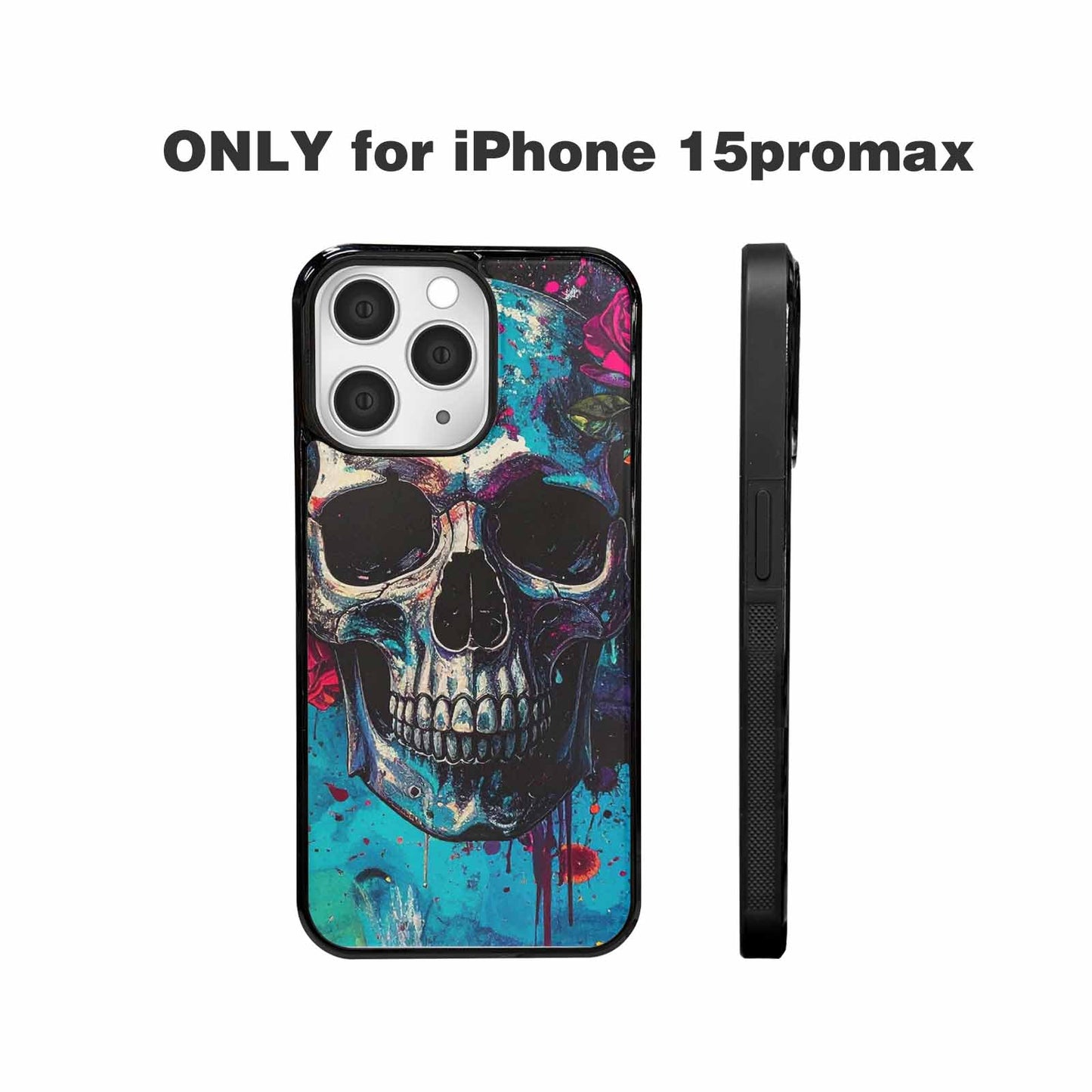 iPhone 15 Pro Max Case — Skulls Roses Acid Wash Custom, Unique Phone Case Design
