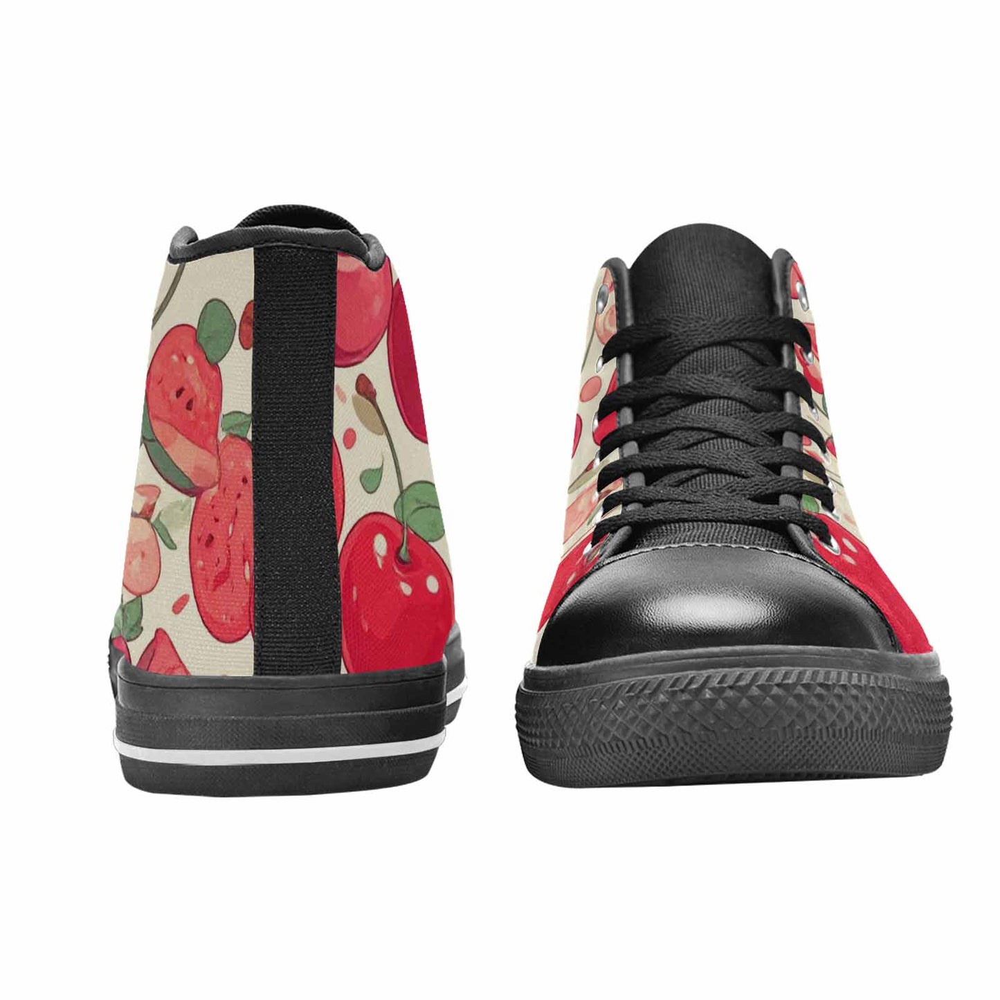 WOMEN'S Cherry Fruit Print High Top Canvas Cottagecore Custom Shoes