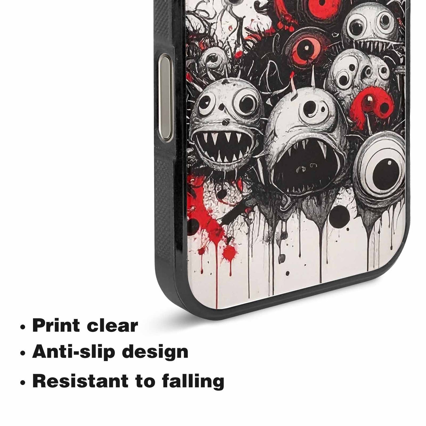 iPhone 15 Pro Max Case — Multi Eye Monster Black Red Ink, Custom Printed Phone Case