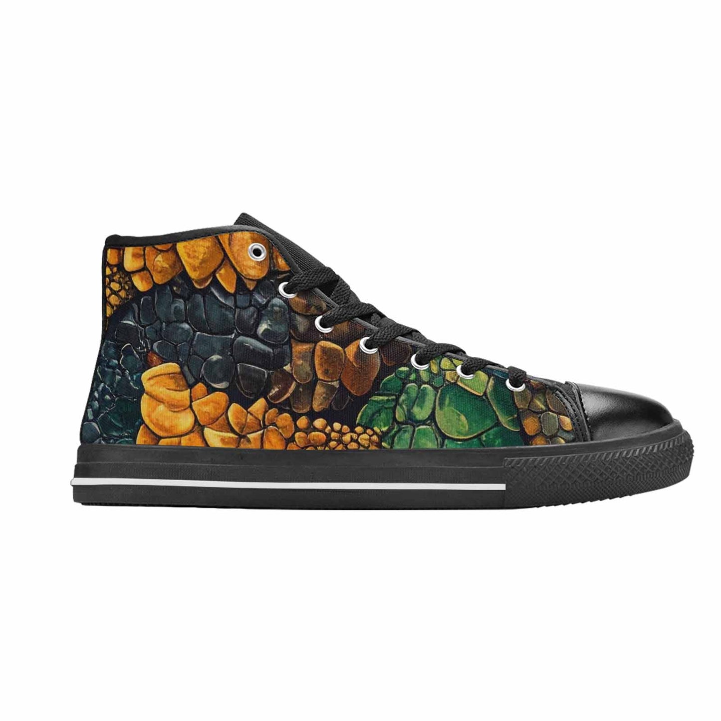MEN'S Snake Skin Reptile High Top Canvas Wallpaper Art Shoes