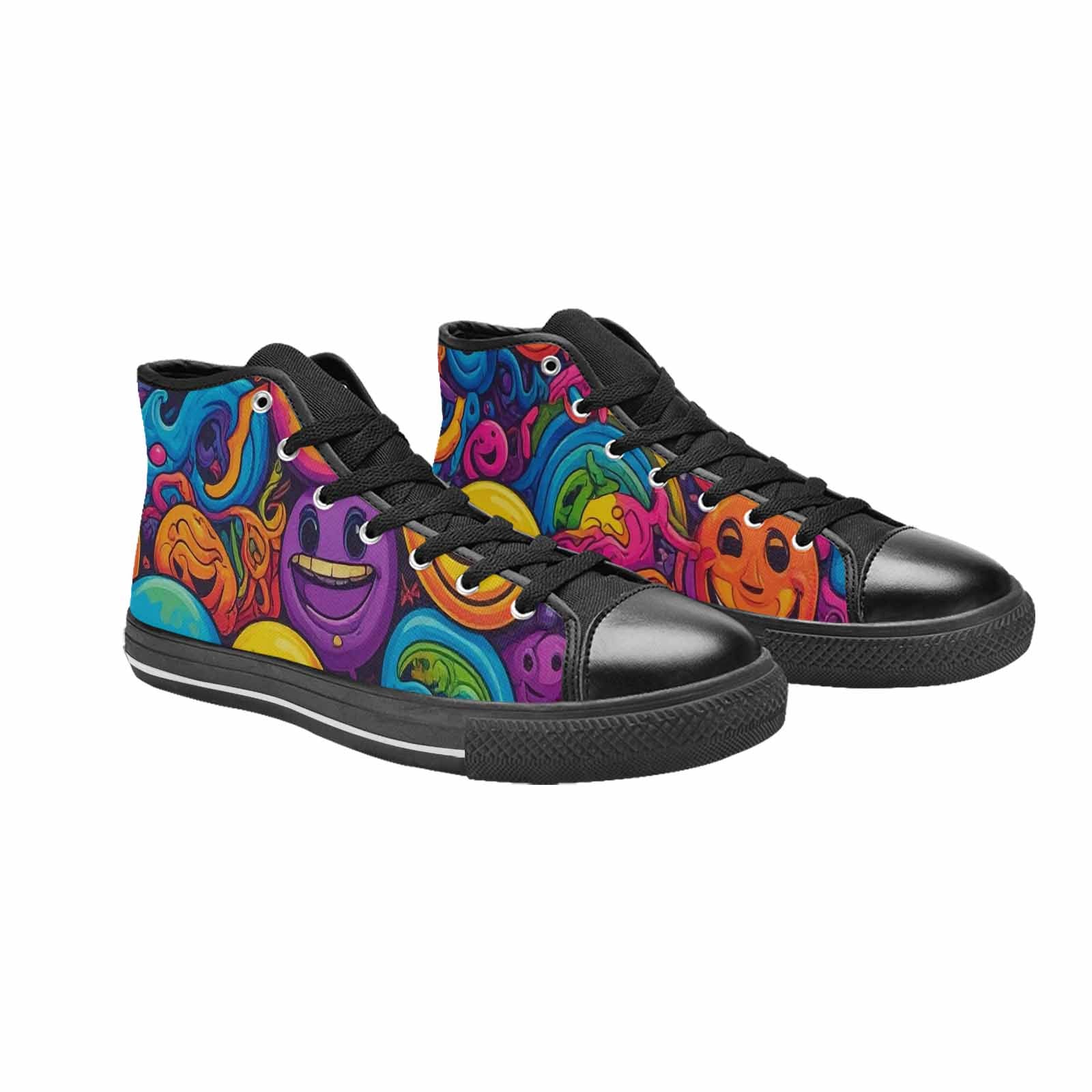 MEN'S Yellow Smiley Face High Top Canvas Dreamcore Sneakers