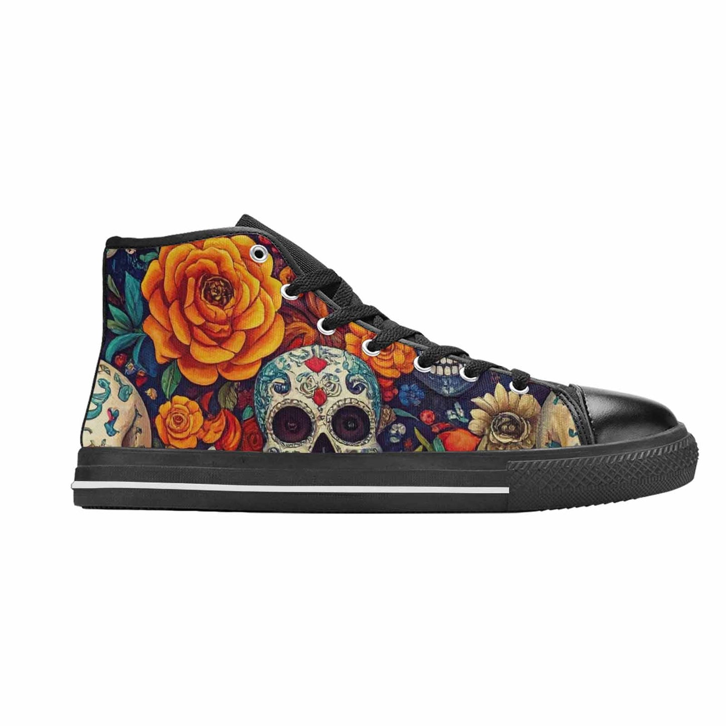 MEN'S Skull High Top Canvas Cottagecore Custom Sneakers