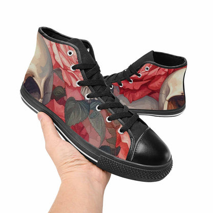 MEN'S Skulls Roses Soft Airbrush High Top Canvas Neon Fantasy Custom Sneakers