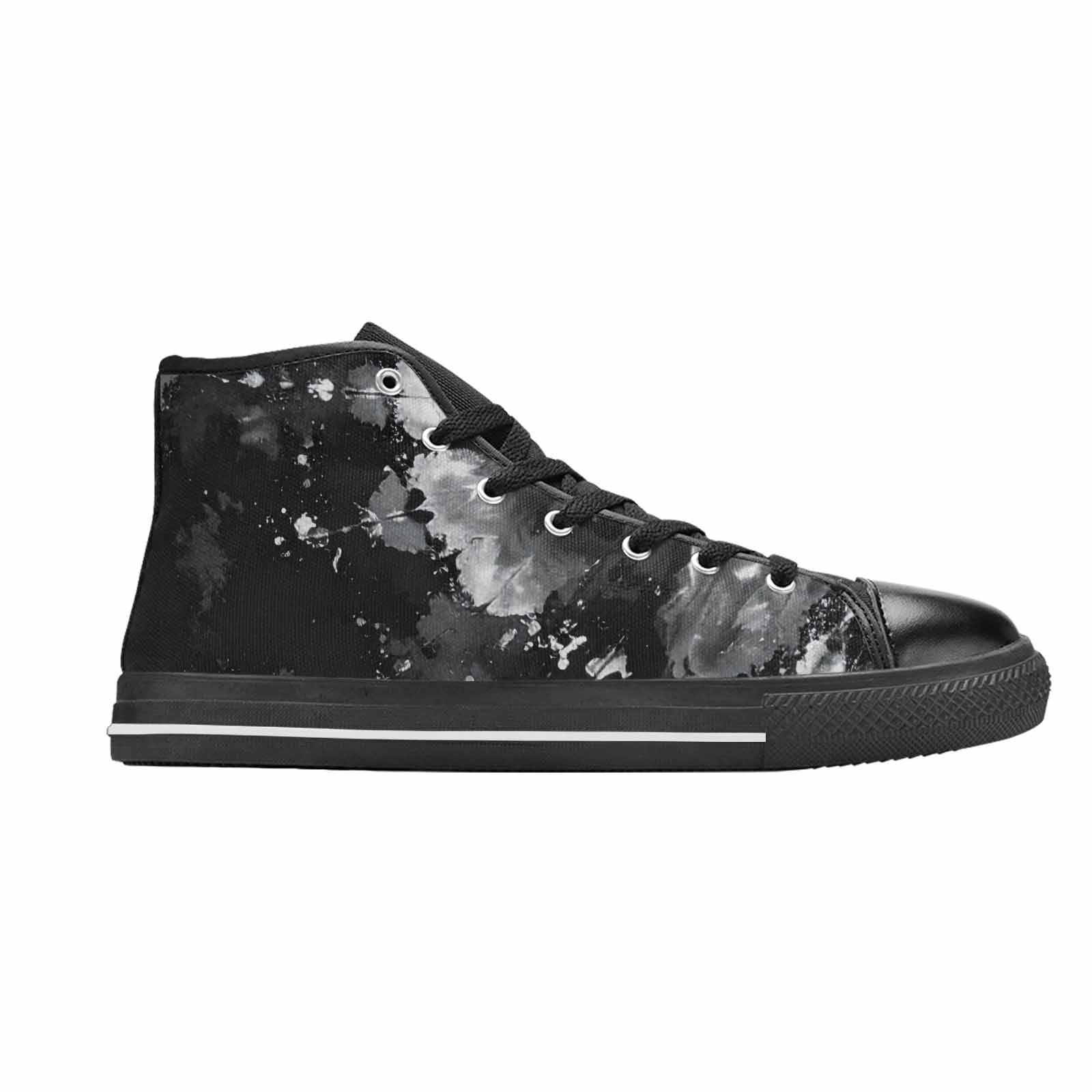 MEN'S Tie Dye Acid Wash Black White High Top Canvas Dark Academia Shoes