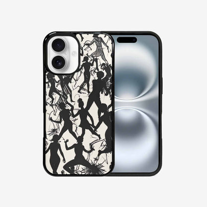 iPhone 16 Case — Bold Dancing Figure Line Art Pattern, Personalized Phone Case