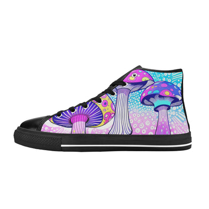 MEN'S Magic Mushrooms Art 2 High Top Canvas Surreal Shoes