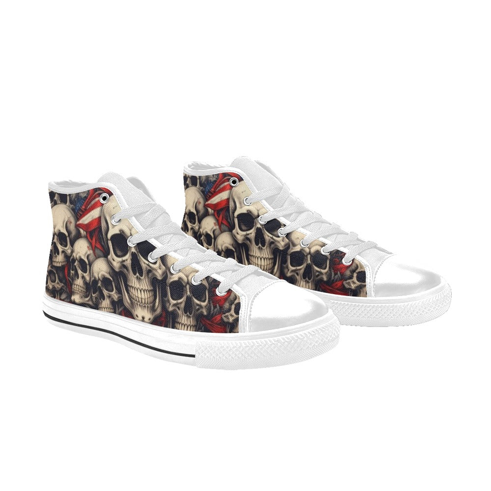 WOMEN'S Patriotic Skull Flag High Top Canvas Cottagecore Shoes
