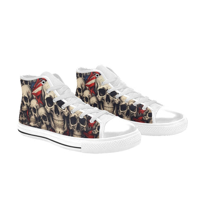WOMEN'S Patriotic Skull Flag High Top Canvas Cottagecore Shoes
