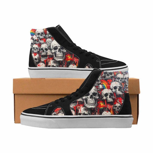 MEN'S Skulls Black & Red Ink High Top Canvas Graphic Print Melting Art Custom Sneakers
