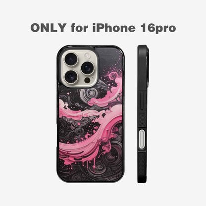 iPhone 16 Pro Case — Van Gogh Swirl Black Pink Ink, Customized Protective Case