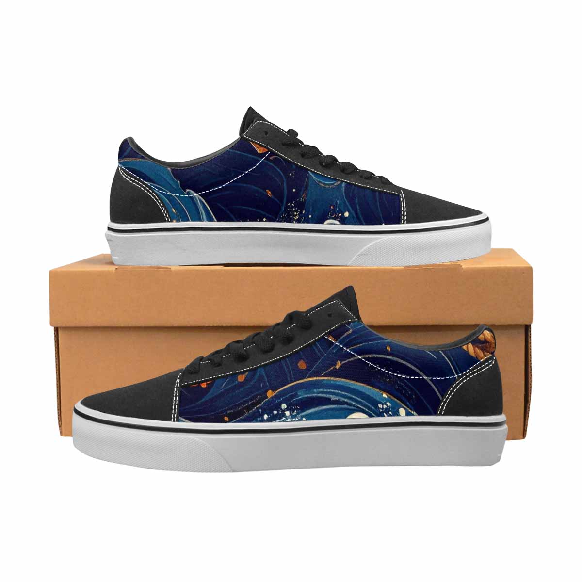 WOMEN'S Ocean Wave Canvas Lace-Up Neon Fantasy Custom Shoes