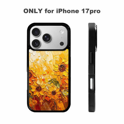 iPhone 17 Pro Case — Impressionist Sunflower Brushstroke Pattern Hundreds Floral, Unique Phone Case Design
