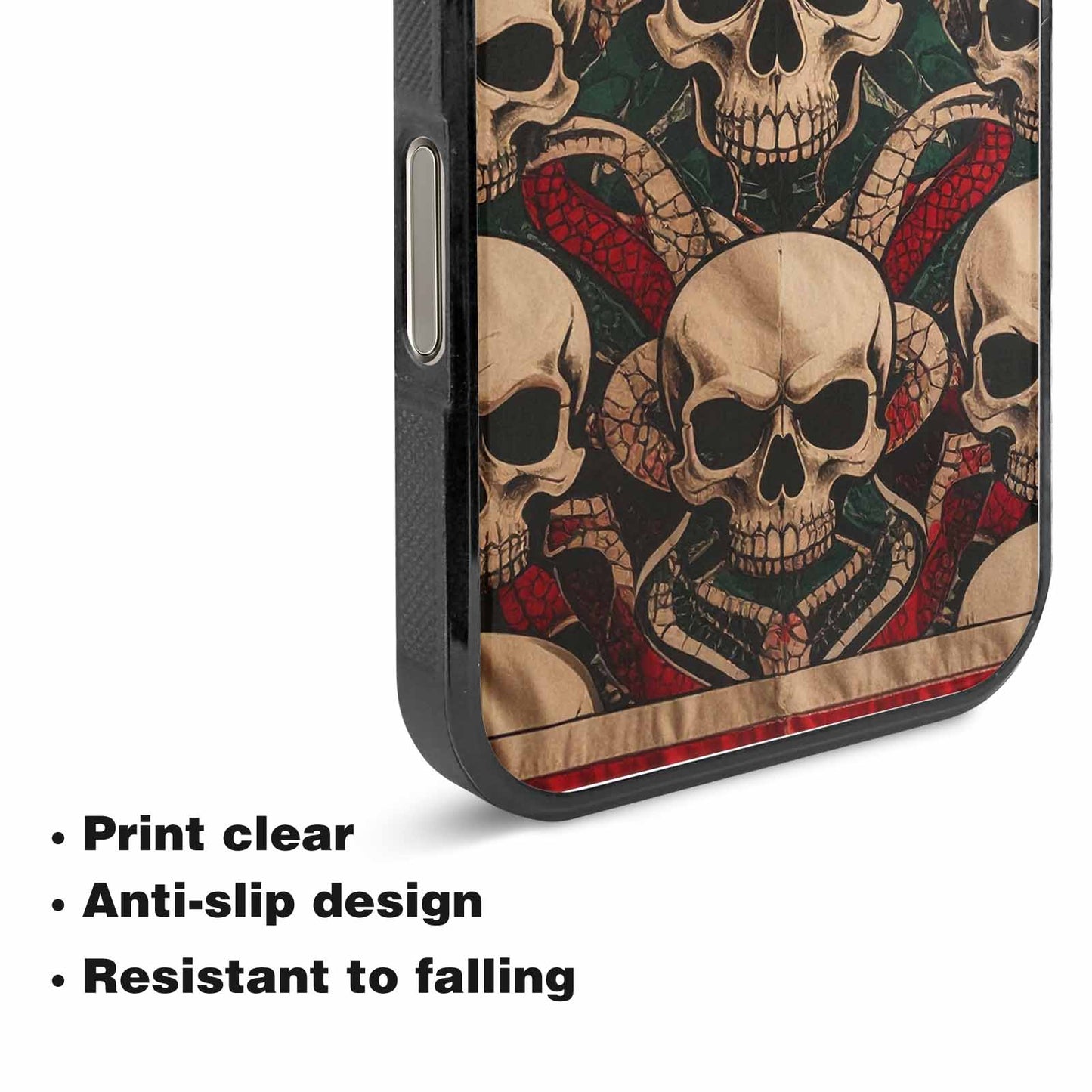 iPhone 15 Pro Max Case — Traditional Tattoo Style Skulls Entwined With, Custom Phone Case