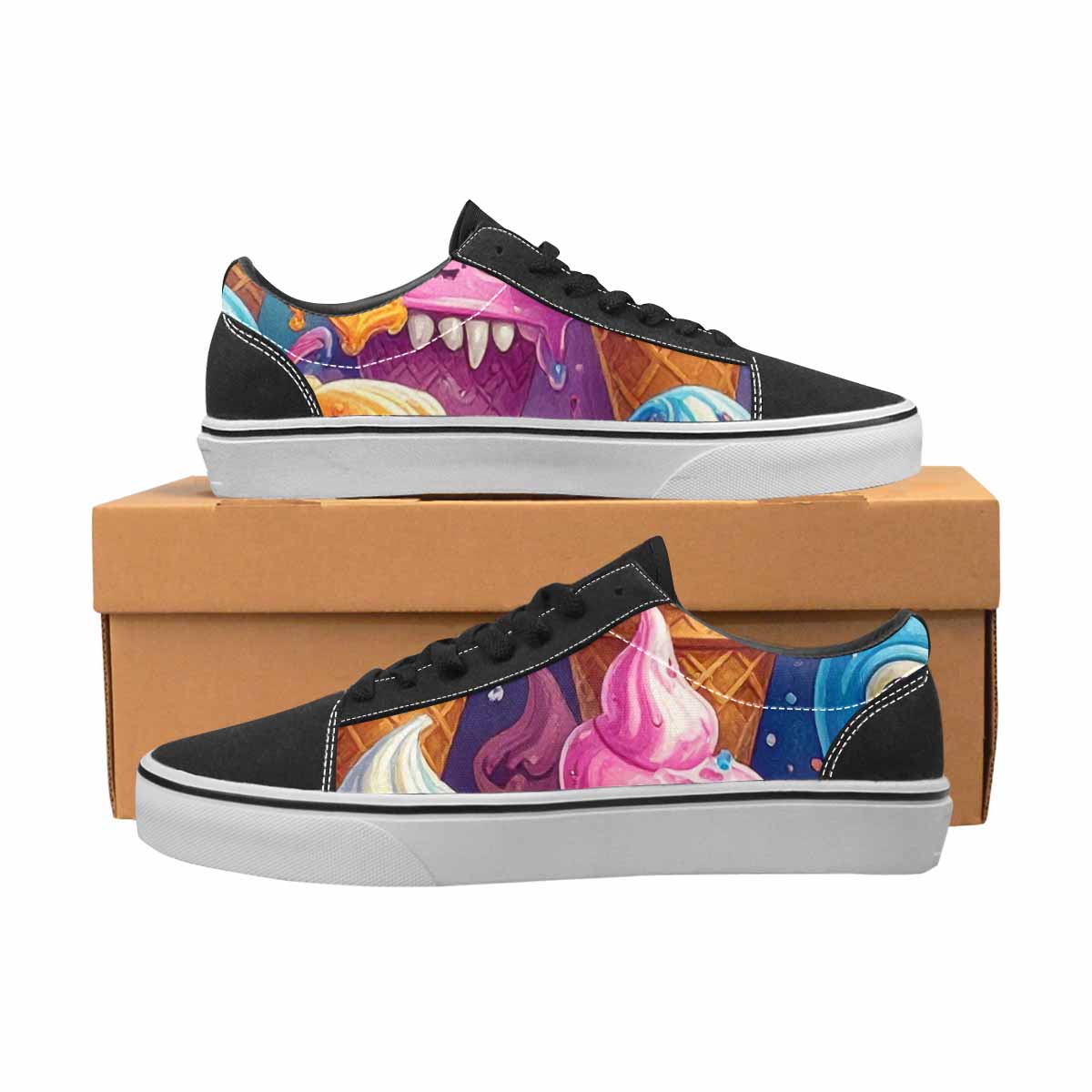 MEN'S Melting Icecream Cone Monster Canvas Lace-Up Aesthetic Sneakers