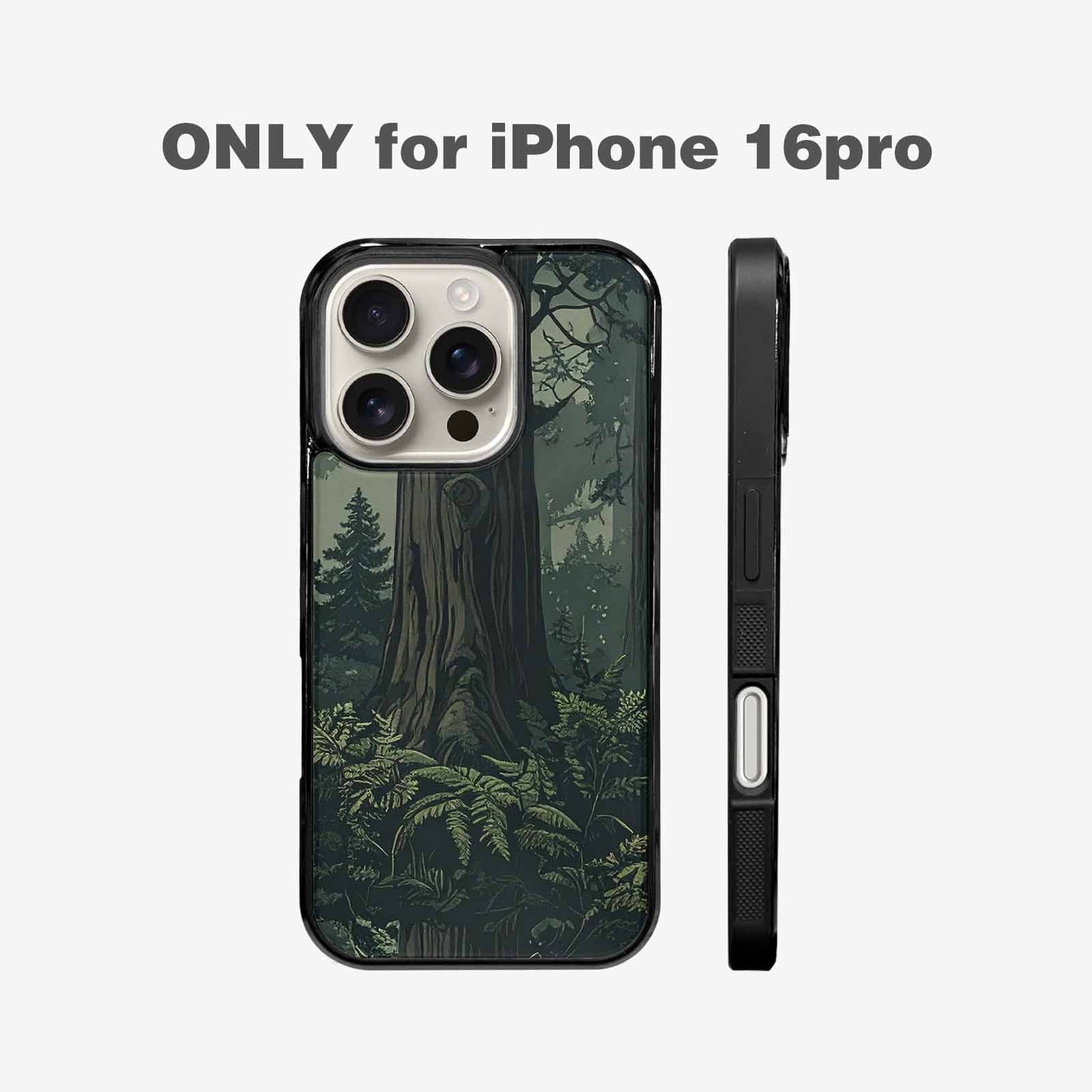 iPhone 16 Pro Case — Seamless Pattern Ancient Redwood Forest Giant, Custom Art Phone Cover