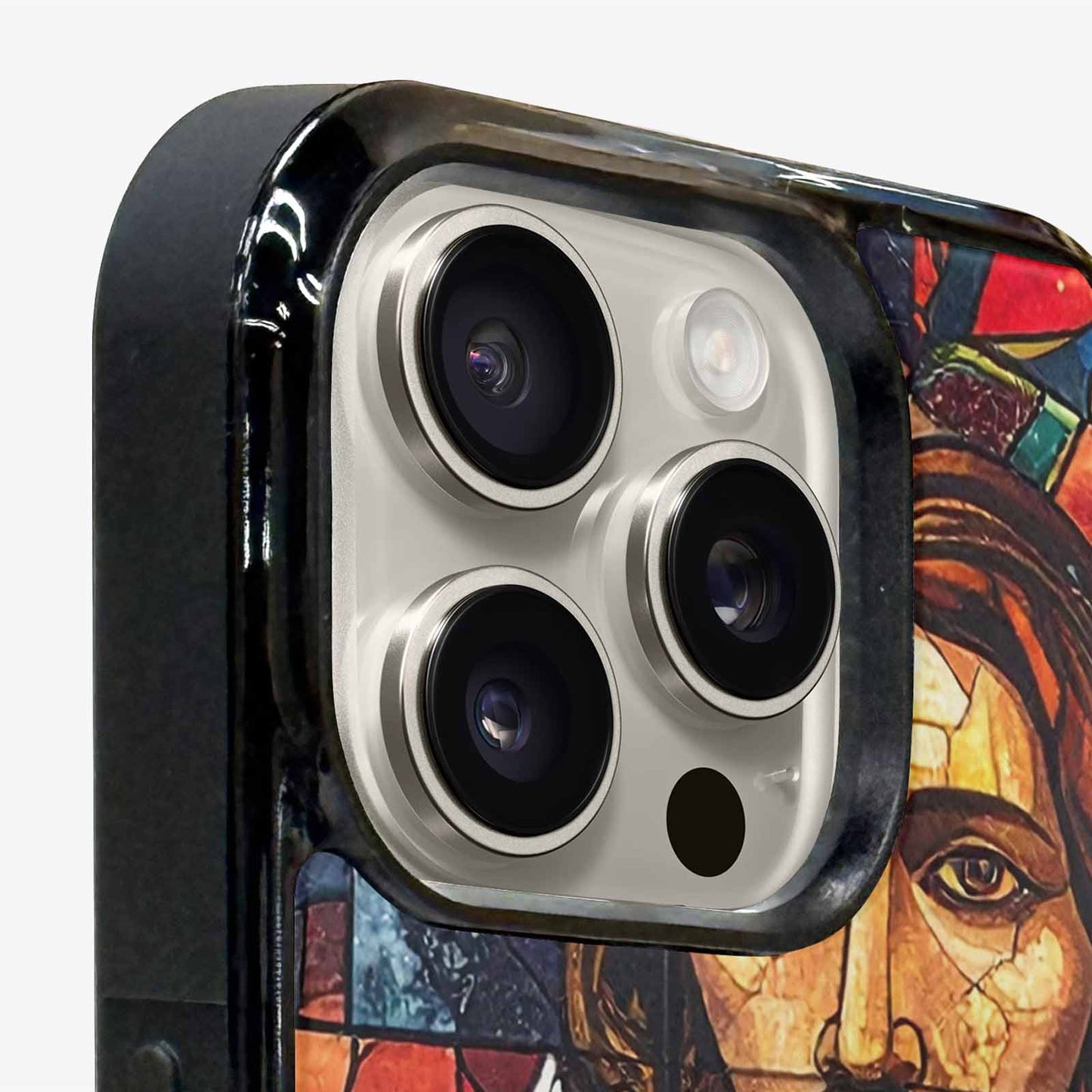 iPhone 16 Pro Max Case — Jesus Face Small Cross And Faith, Customized Protective Case