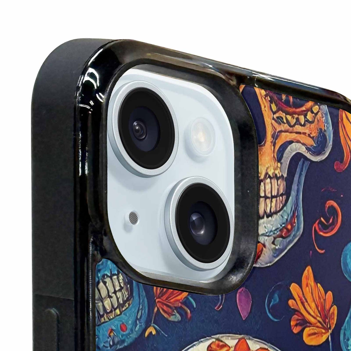 iPhone 15 Case — Day Dead Sugar Skull Art 100s, Custom Designed Case Cover
