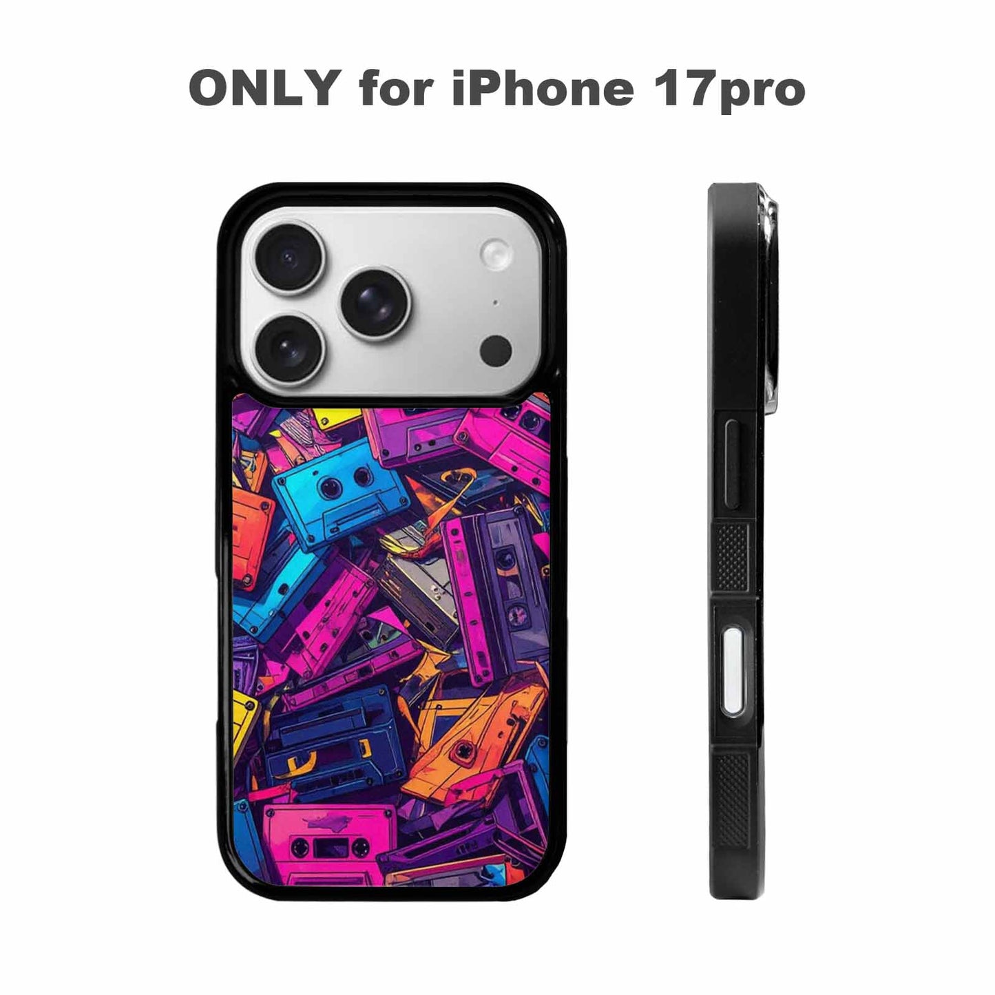 iPhone 17 Pro Case — Retro Cassette Tape Pattern Hundreds Retro, Custom Phone Case