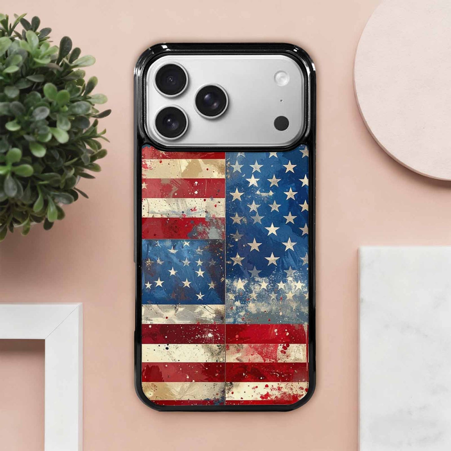iPhone 17 Pro Max Case — Small American Flag Stars Galaxy Space, Personalized Phone Case