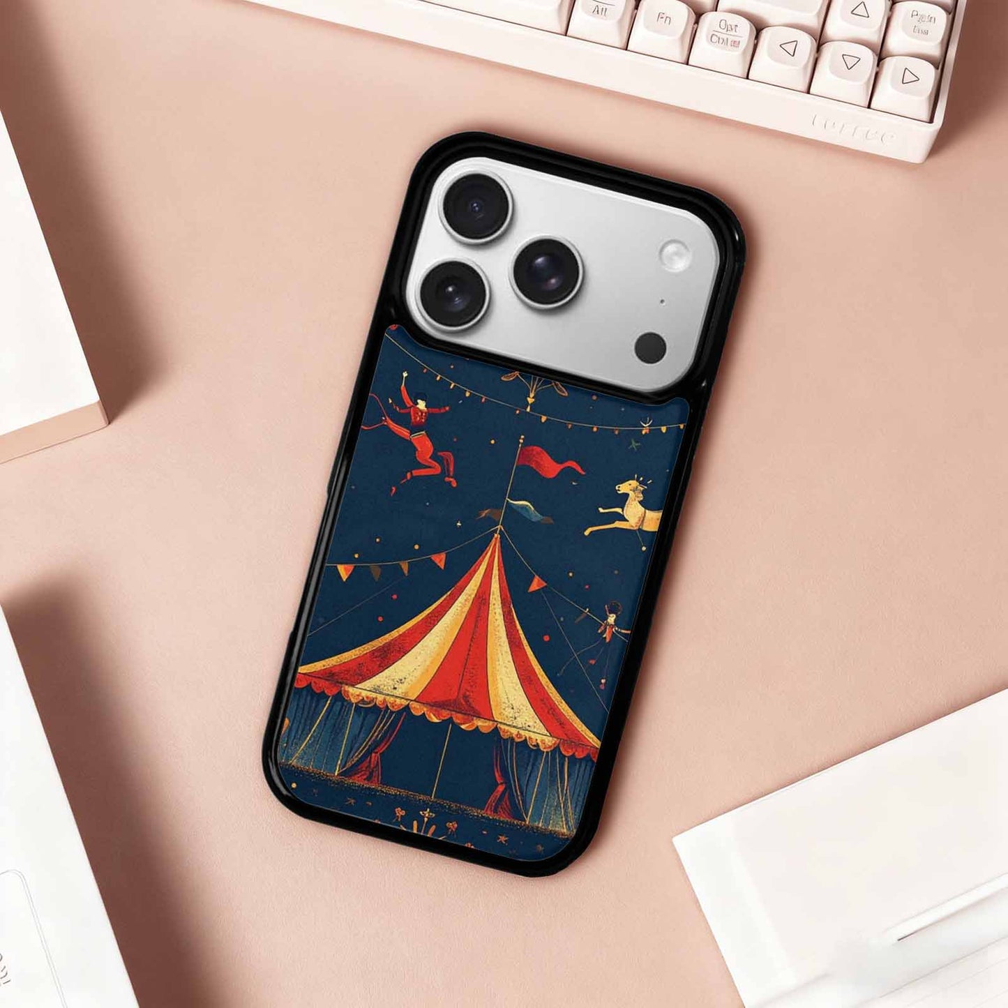 iPhone 17 Pro Case — Vintage Circus Art Pattern Retro Vintage, Custom Printed Phone Case