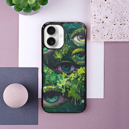 iPhone 16 Case — Reptile Eye Cartoon, Custom Printed Phone Case