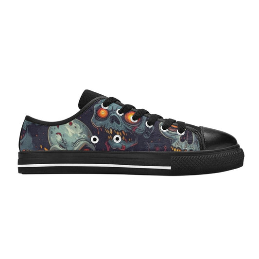 KIDS' Halloween Zombie Skull Low Top Canvas Grunge Sneakers