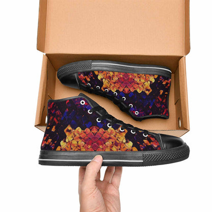 MEN'S Dark Snake Print High Top Canvas Grunge Sneakers