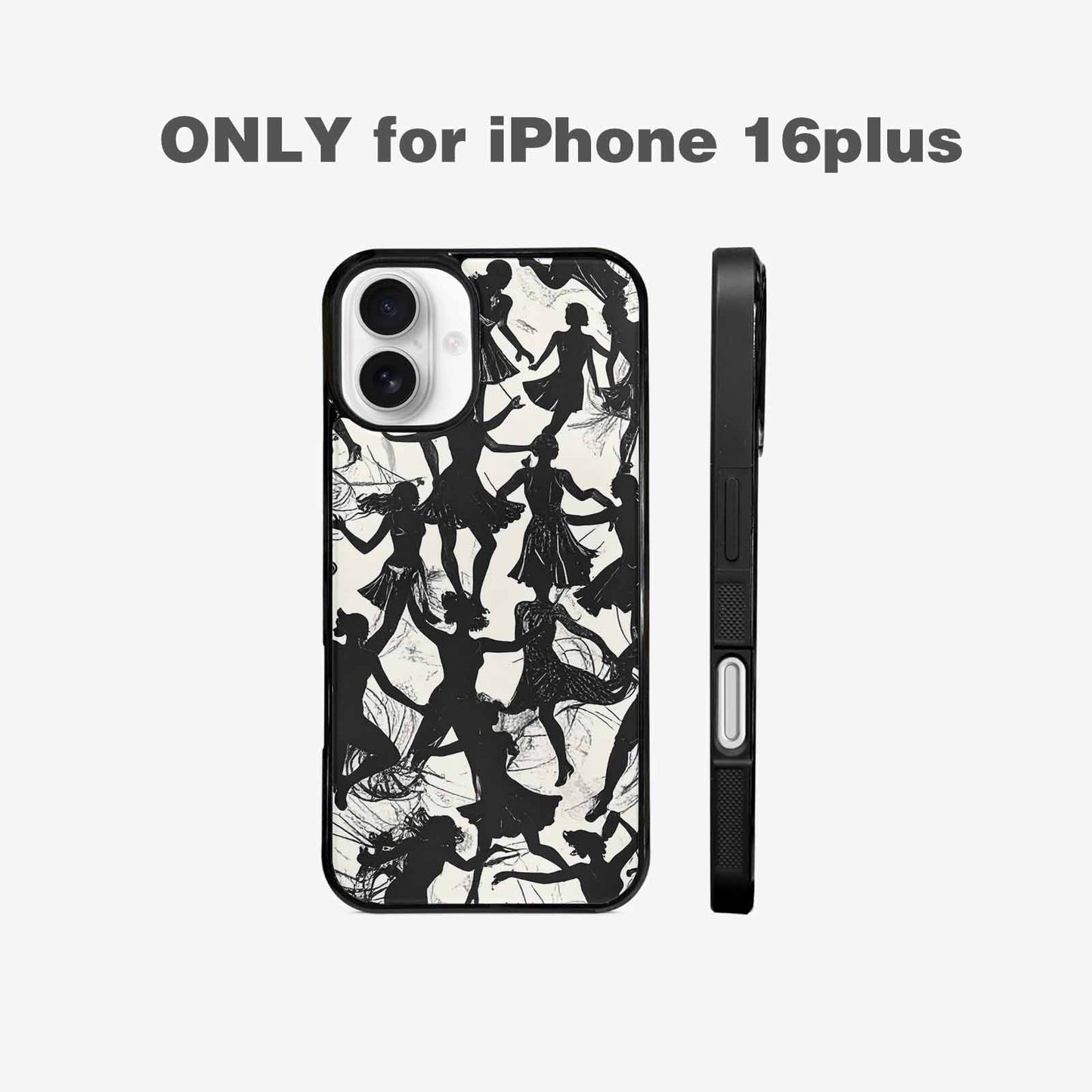 iPhone 16 Plus Case — Bold Dancing Figure Line Art Pattern, Custom Print Case Cover