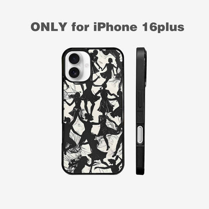 iPhone 16 Plus Case — Bold Dancing Figure Line Art Pattern, Custom Print Case Cover