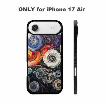 iPhone 17 Air Case — Tie Dye Swirls Black White Tie, Custom Printed Phone Case