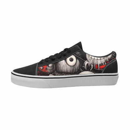 WOMEN'S Monsters Black & Red Ink Canvas Custom Design Cottagecore Shoes