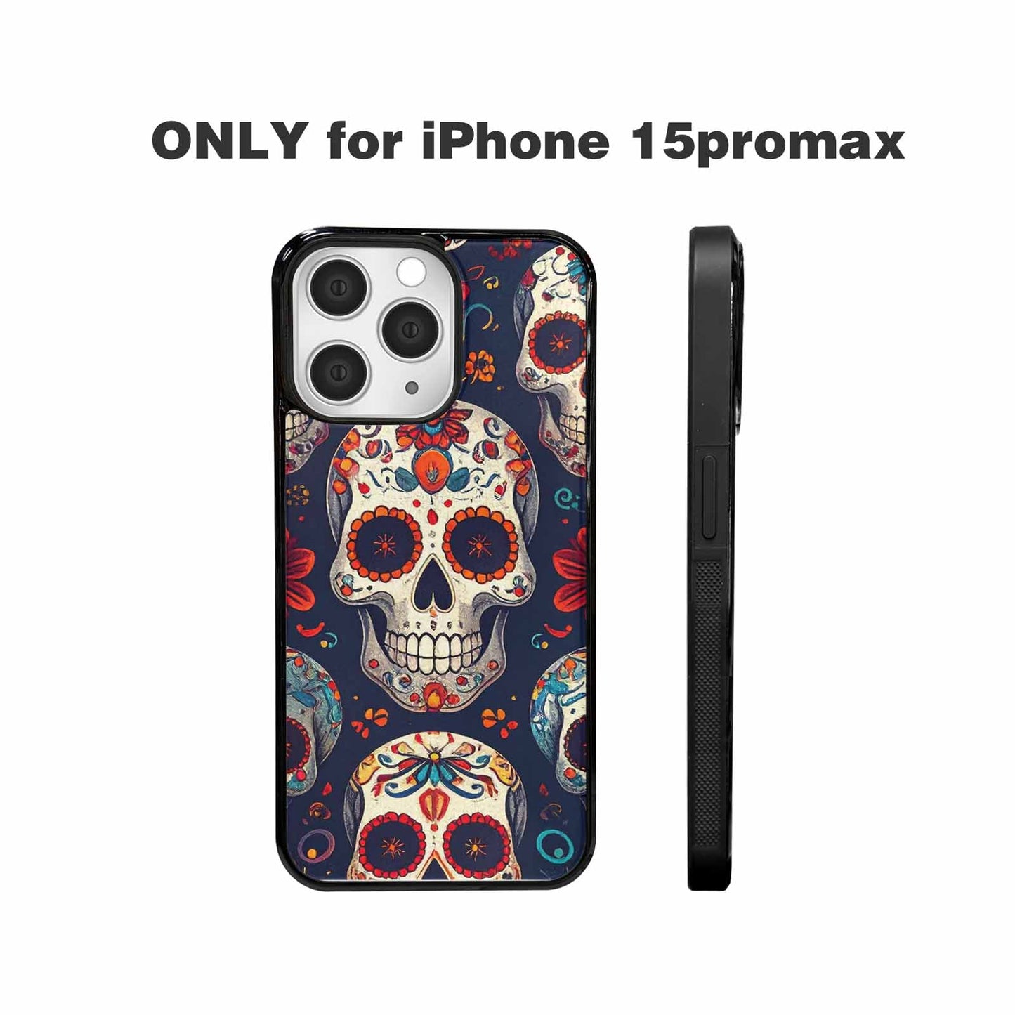 iPhone 15 Pro Max Case — Day Dead Sugar Skull Art 100s, Custom Art Phone Cover