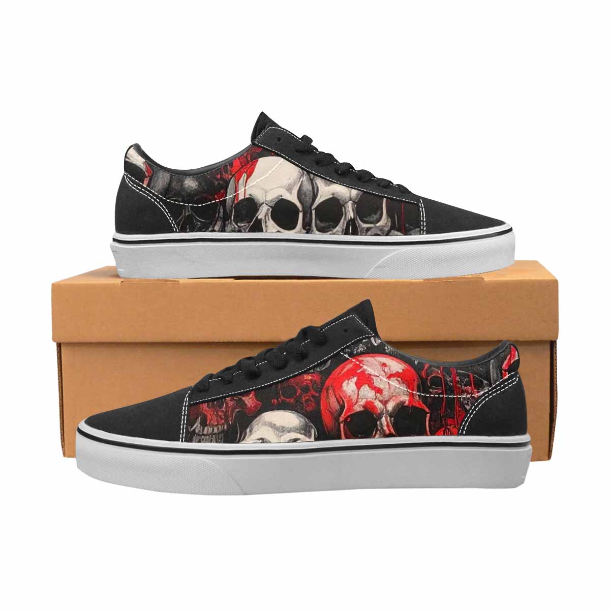 WOMEN'S Skulls (general) Lace-Up Canvas Wallpaper Art Custom Sneakers