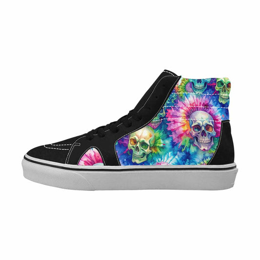 MEN'S Tie Dye Skulls Print High Top Canvas Vibrant Chaos Sneakers