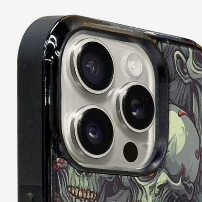 iPhone 15 Pro Max Case — Zombie Head Pattern Hundreds Of Small, Custom Print Case Cover