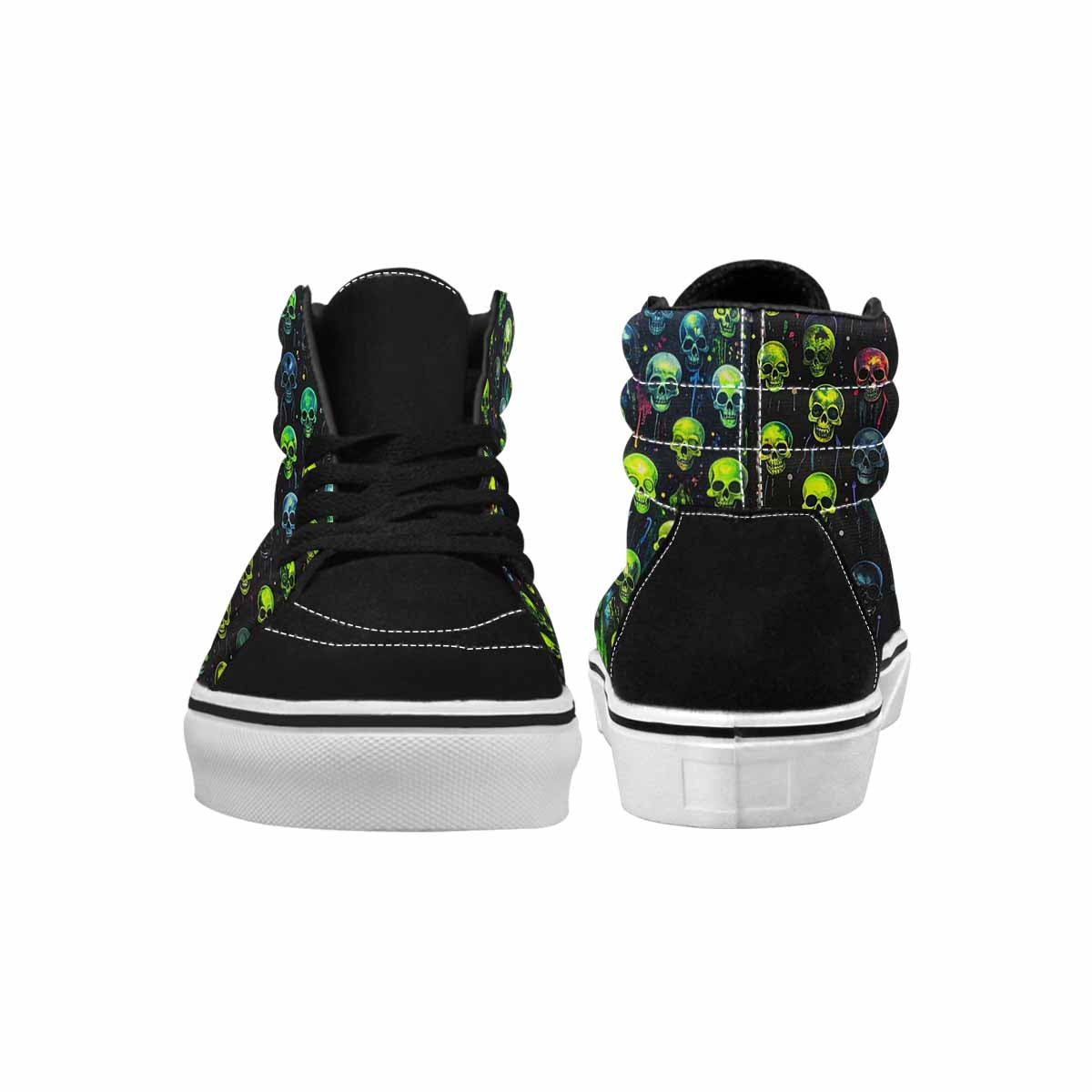 MEN'S Skeletons  Neon Green High Top Canvas Vivid Sneakers