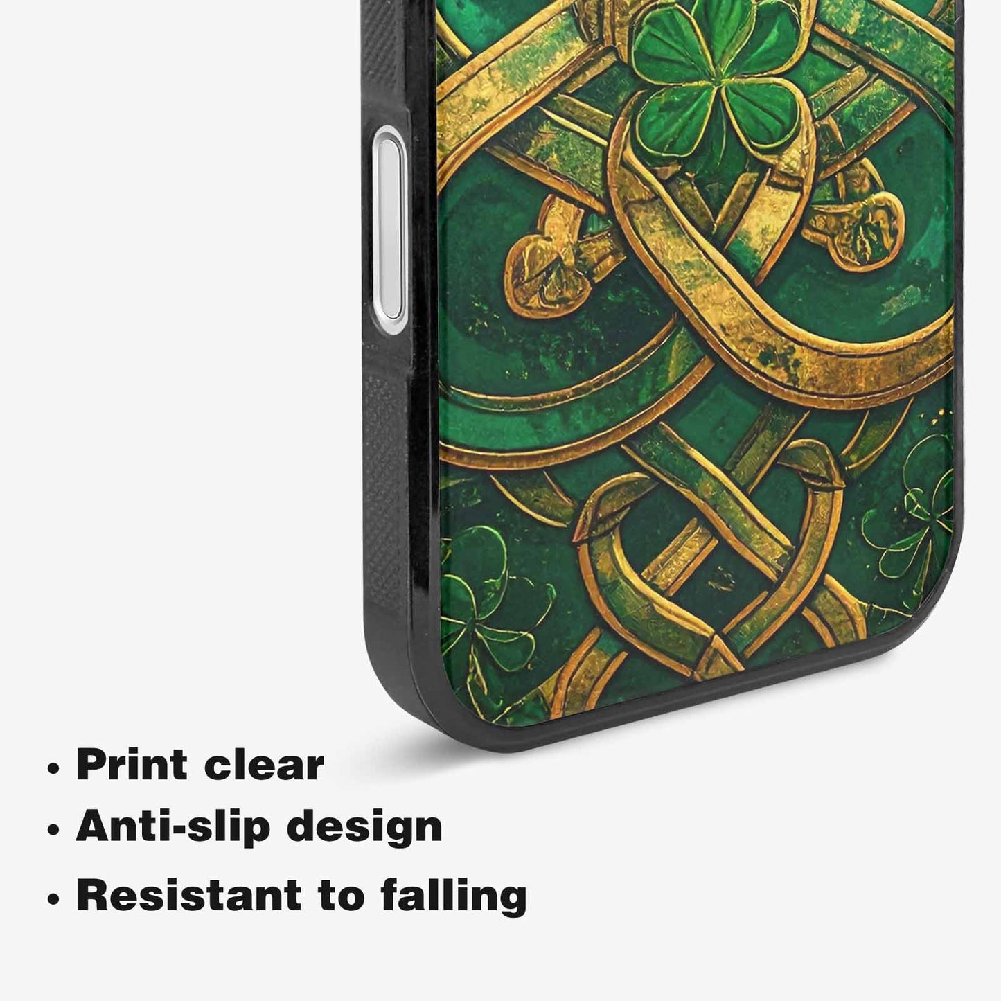 iPhone 16 Case — Irish Celtic Knot Pattern Shamrocks Seamless, Custom Made Phone Cover