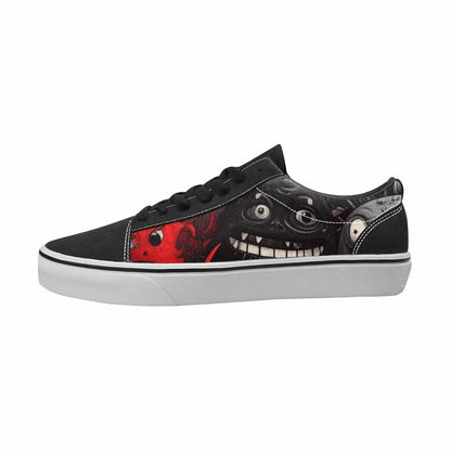 MEN'S Monsters Black & Red Ink Canvas Wearable Art Surreal Custom Shoes