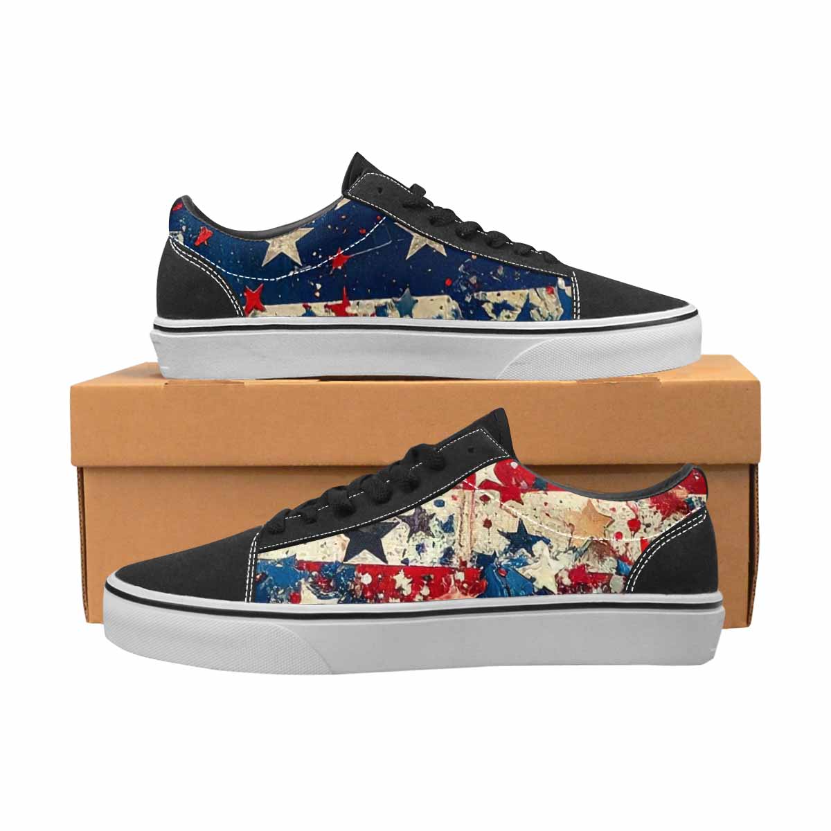 WOMEN'S Patriotic Stars Stripes Lace-Up Canvas Aesthetic Custom Shoes