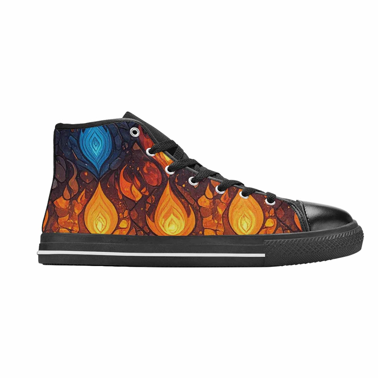 WOMEN'S Fire Flame High Top Canvas Dark Academia Custom Sneakers