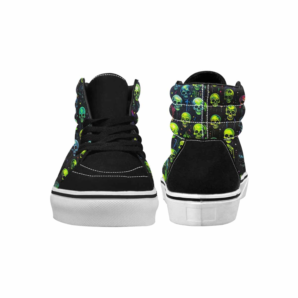 MEN'S Skeletons  Neon Green High Top Canvas Surreal Shoes