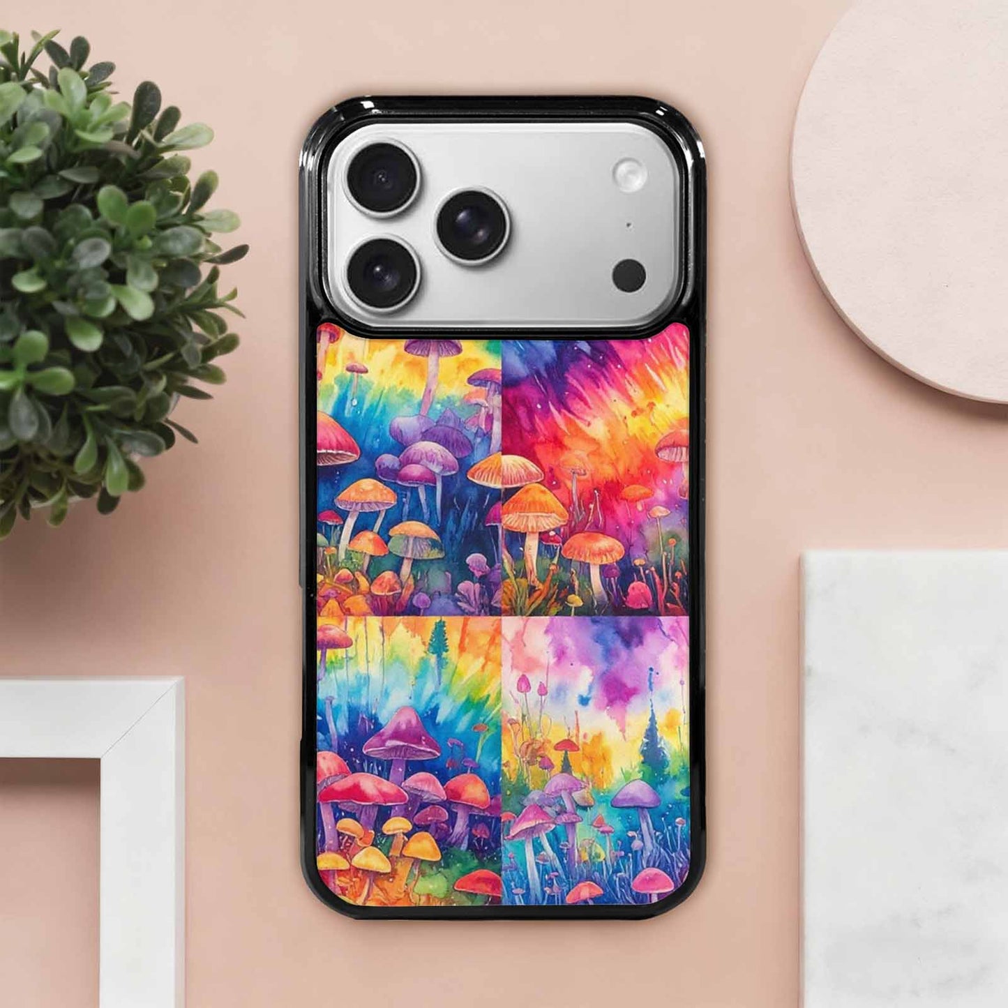 iPhone 17 Pro Max Case — Mushrooms Tie Dyemushrooms Pat Tie Dye, Custom Print Case Cover