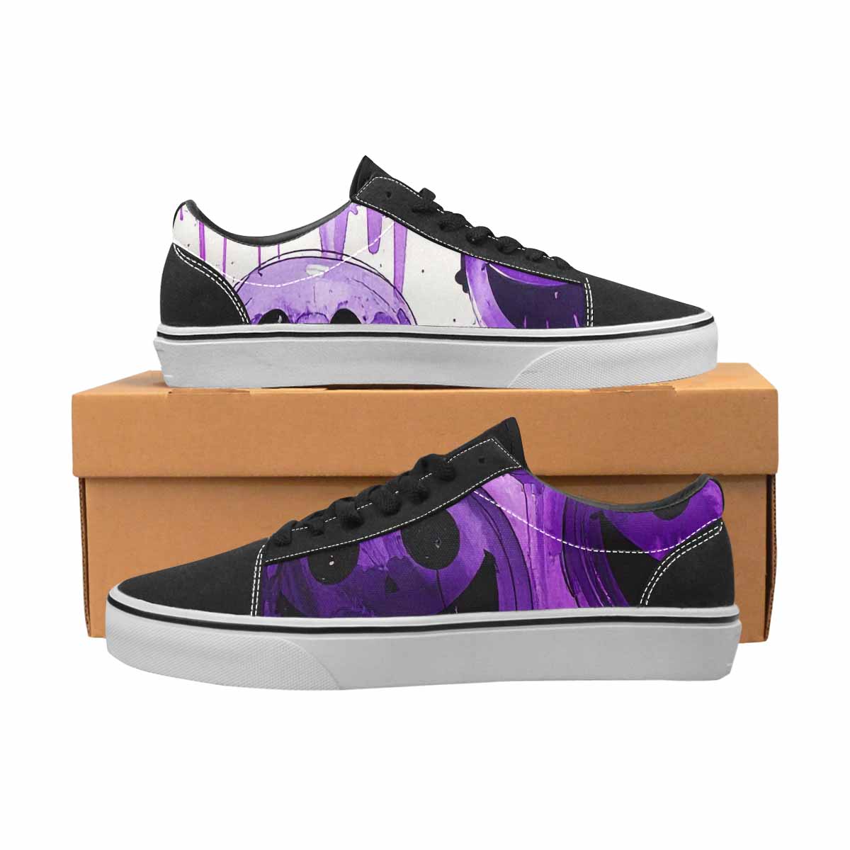 WOMEN'S Melting Moon Smiley Lace-Up Canvas Vivid Custom Sneakers