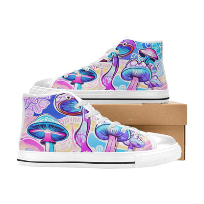 WOMEN'S Magic Mushrooms Art 4 High Top Canvas Grunge Custom Sneakers