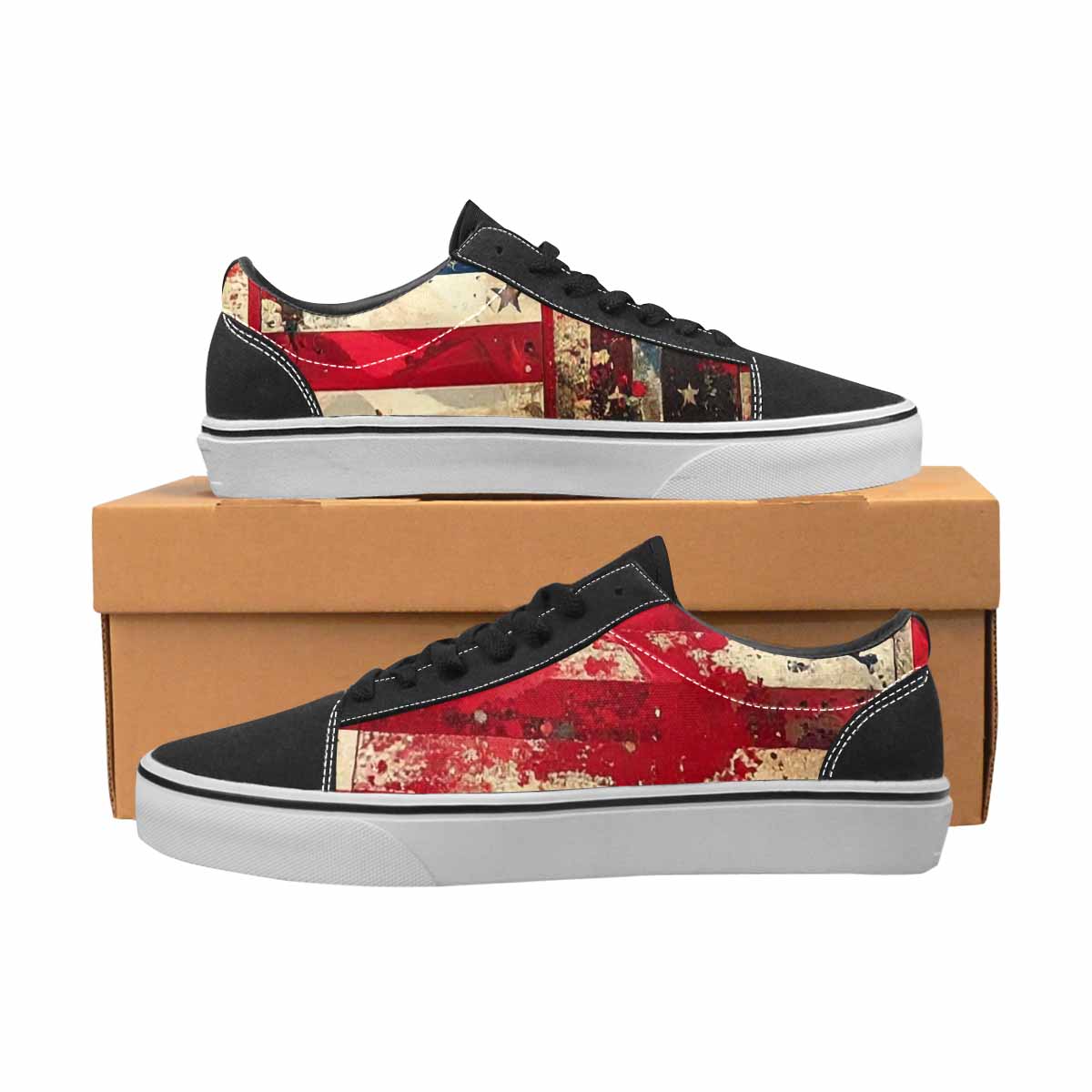 WOMEN'S American Flag Stars Canvas Lace-Up Neon Fantasy Shoes