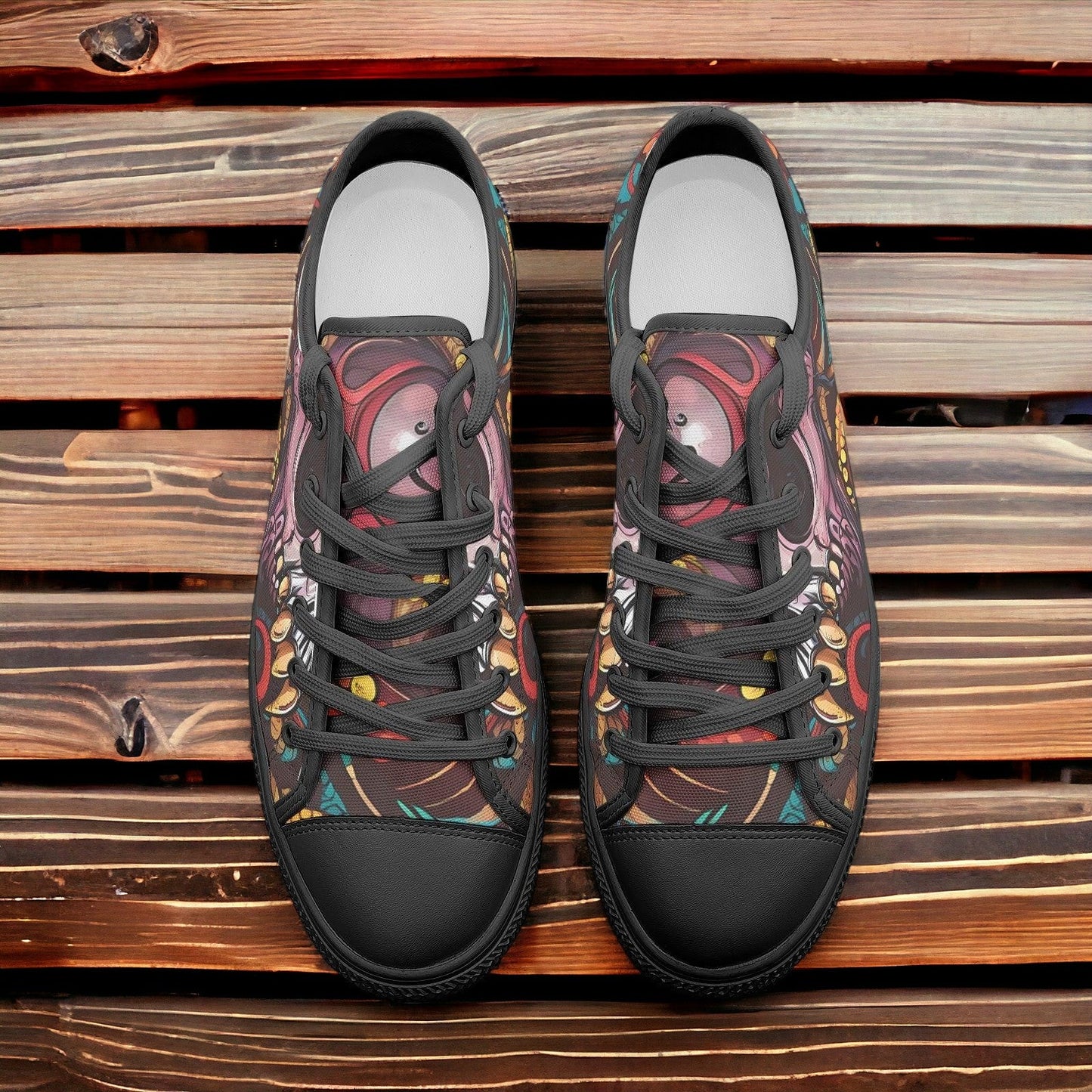 Peacock Magenta Gold Unique Bold Art - Freaky Shoes | Custom Art Sneakers