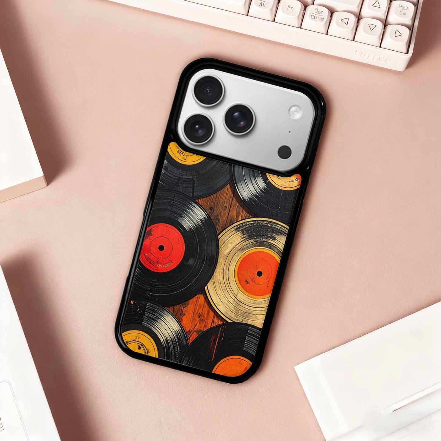 iPhone 17 Pro Case — Retro Wood Grain Vinyl Retro Vintage, Customized Protective Case