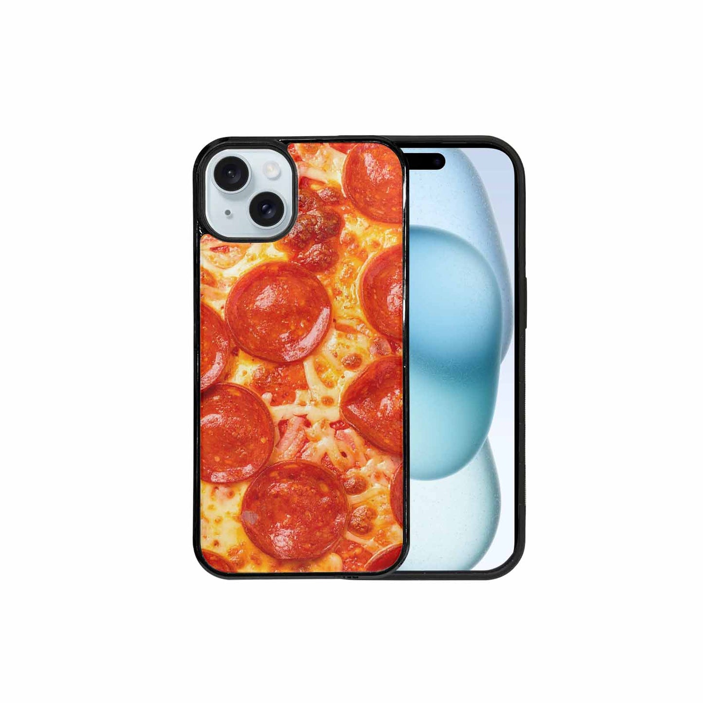 iPhone 15 Plus Case — Pepperoni Pizza Background Art Filling Entire, Custom Art Phone Cover