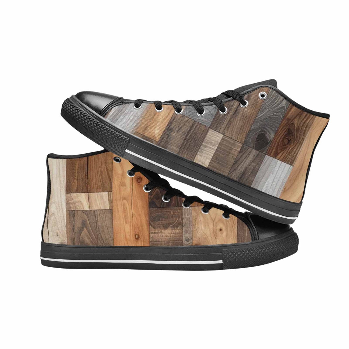 WOMEN'S Wood Grain Texture High Top Canvas Aesthetic Custom Sneakers
