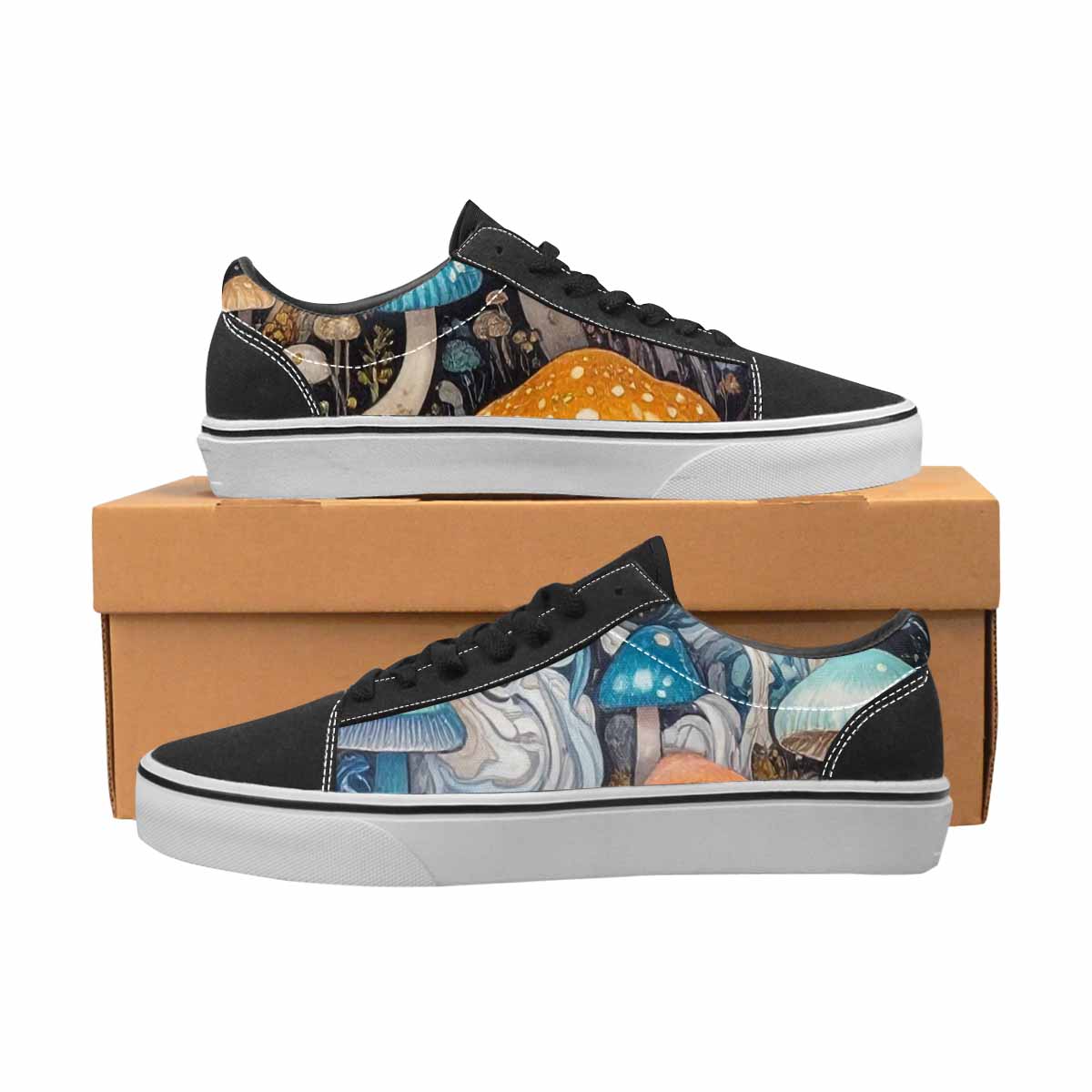 WOMEN'S Mushrooms Lace-Up Canvas Melting Art Custom Sneakers